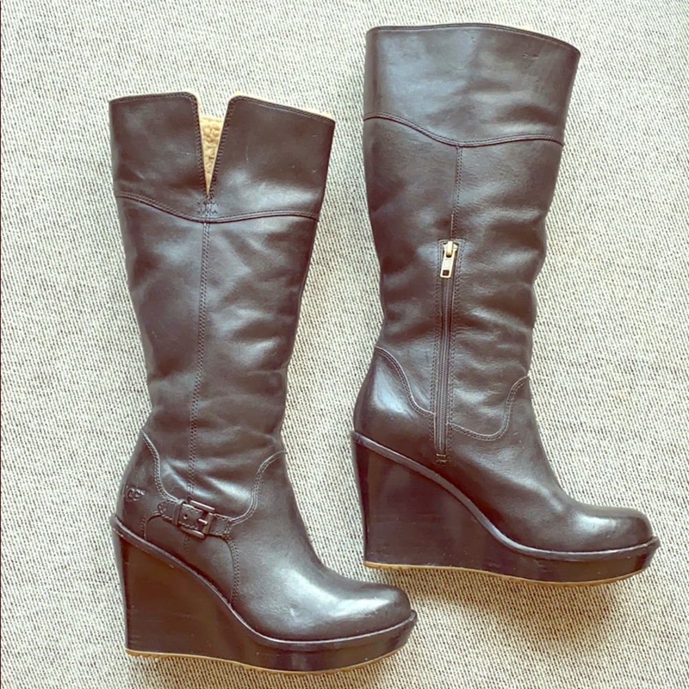 Fully fleece lined UGG leather wedges
